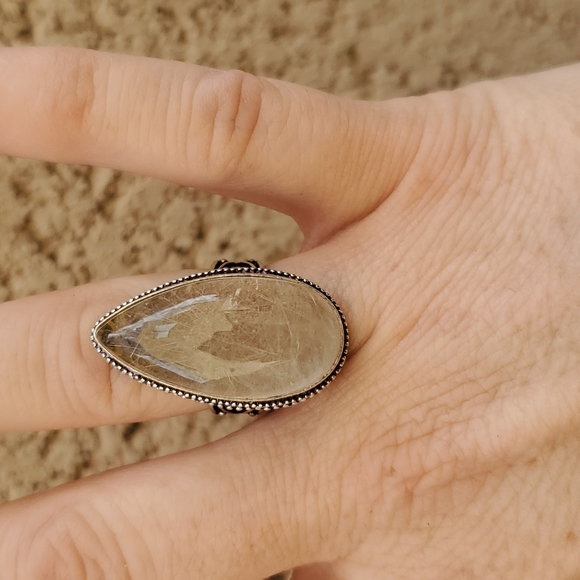 New Golden Rutile 925 Silver Ring. - Picture 3 of 13